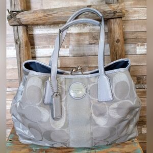 Coach Gray and Blue Tote Bag